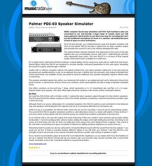 MusicRadar.com Palmer PDI-03 Speaker Simulator MusicRadar.com Palmer PDI-03 Speaker Simulator
