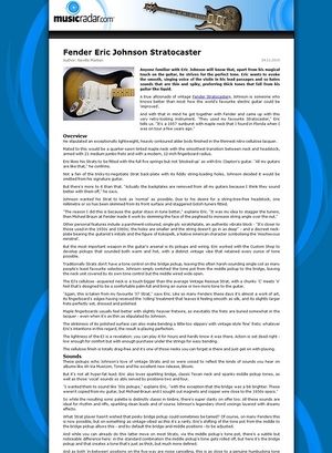 MusicRadar.com Fender Eric Johnson Stratocaster MusicRadar.com Fender Eric Johnson Stratocaster