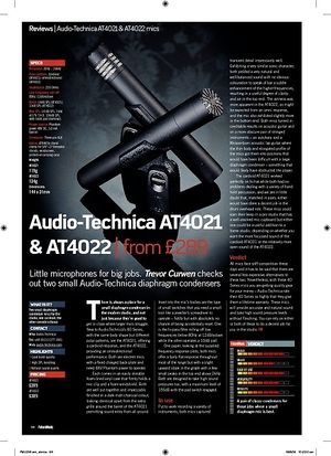 Future Music AudioTechnica AT4021 and AT4022 Future Music AudioTechnica AT4021 and AT4022