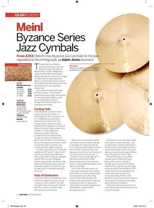 Rhythm Meinl Byzance Series Jazz Cymbals Rhythm Meinl Byzance Series Jazz Cymbals