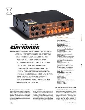 Gitarre & Bass Markbass Little Mark Tube 800, Basstop Gitarre & Bass Markbass Little Mark Tube 800, Basstop