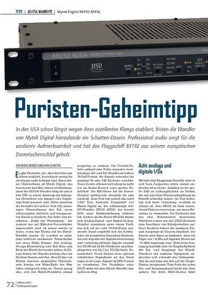 Professional Audio Puristen-Geheimtipp Mytek Digital 8X192 ADDA Professional Audio Puristen-Geheimtipp Mytek Digital 8X192 ADDA