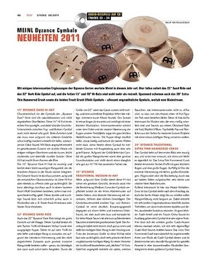 Sticks Meinl Byzance Cymbals Neuheiten 2011 Sticks Meinl Byzance Cymbals Neuheiten 2011