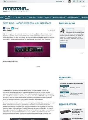 Amazona.de Test: Motu, Micro Express, MIDI Interface Amazona.de Test: Motu, Micro Express, MIDI Interface