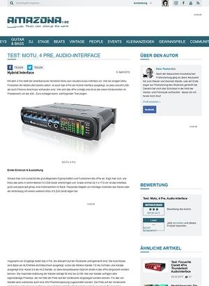 Amazona.de Test: Motu, 4 Pre, Audio-Interface Amazona.de Test: Motu, 4 Pre, Audio-Interface