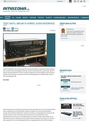 Amazona.de Test: Motu, 896 mk III Hybrid, Audio-Interface Amazona.de Test: Motu, 896 mk III Hybrid, Audio-Interface