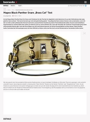 Bonedo.de Mapex Black Panther Snare Brass Cat 5,5 x 14 Bonedo.de Mapex Black Panther Snare Brass Cat 5,5 x 14