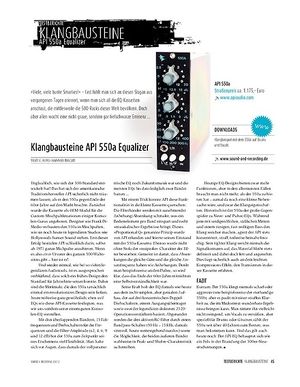Sound & Recording API 550a Equalizer: 500-Serie-Modul Sound & Recording API 550a Equalizer: 500-Serie-Modul