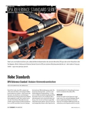 Sound & Recording DPA Reference Standard Serie: Modulare Kleinmembran-Studiomikrofone Sound & Recording DPA Reference Standard Serie: Modulare Kleinmembran-Studiomikrofone
