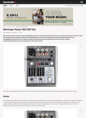 Bonedo.de Behringer Xenyx 302 USB Bonedo.de Behringer Xenyx 302 USB
