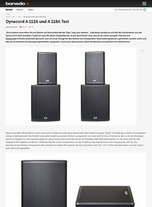 Bonedo.de Dynacord A 112A und A 118A Test Bonedo.de Dynacord A 112A und A 118A Test