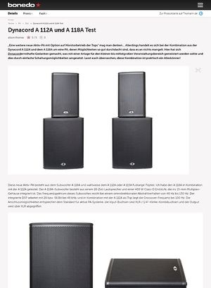 Bonedo.de Dynacord A 112A und A 118A Test Bonedo.de Dynacord A 112A und A 118A Test