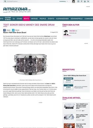 Amazona.de Test: Sonor SSD12 Mikkey Dee Snare Drum Amazona.de Test: Sonor SSD12 Mikkey Dee Snare Drum