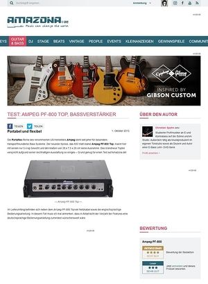 Amazona.de Test: Ampeg PF-800 Top, Bassverstärker Amazona.de Test: Ampeg PF-800 Top, Bassverstärker