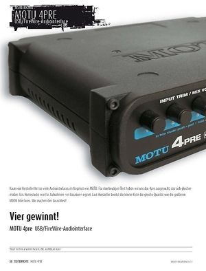 Sound & Recording MOTU 4pre - Audiointerface Sound & Recording MOTU 4pre - Audiointerface