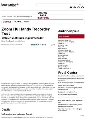 Bonedo.de Zoom H6 Handy Recorder Bonedo.de Zoom H6 Handy Recorder