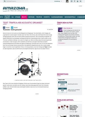 Amazona.de Test: Traps A-400 Acoustic Drumset Amazona.de Test: Traps A-400 Acoustic Drumset