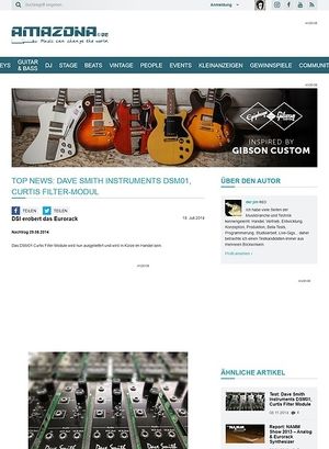 Amazona.de Top News: Dave Smith Instruments DSM01, Curtis Filter-Modul Amazona.de Top News: Dave Smith Instruments DSM01, Curtis Filter-Modul