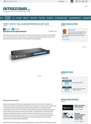 Amazona.de Test: Motu 16A, Audiointerface mit AVB Amazona.de Test: Motu 16A, Audiointerface mit AVB