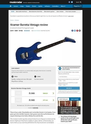 MusicRadar.com Kramer Baretta Vintage MusicRadar.com Kramer Baretta Vintage