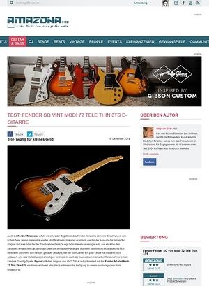 Amazona.de Test: Fender SQ Vint Modi 72 Tele Thin 3TS, E-Gitarre Amazona.de Test: Fender SQ Vint Modi 72 Tele Thin 3TS, E-Gitarre