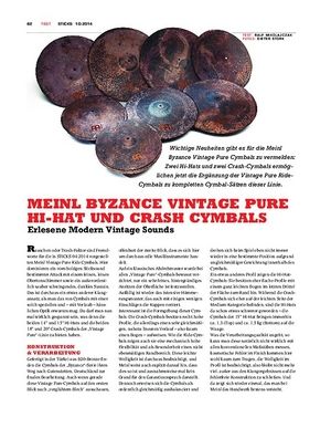 Sticks Meinl Byzance Vintage Pure Hi-Hats & Crash-Cymbals Sticks Meinl Byzance Vintage Pure Hi-Hats & Crash-Cymbals