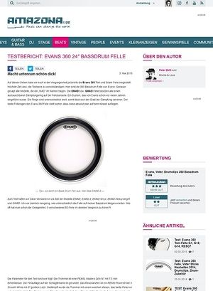 Amazona.de Testbericht: EVANS 360 24" Bassdrum Felle Amazona.de Testbericht: EVANS 360 24" Bassdrum Felle
