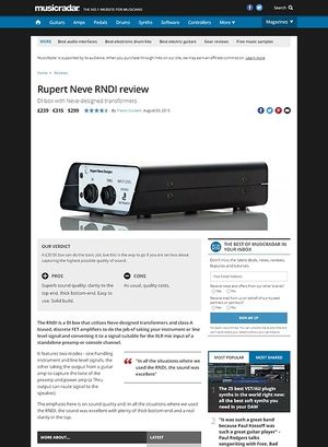 MusicRadar.com Rupert Neve RNDI MusicRadar.com Rupert Neve RNDI