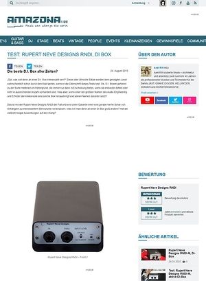Amazona.de Test: Rupert Neve Designs RNDI, DI Box Amazona.de Test: Rupert Neve Designs RNDI, DI Box