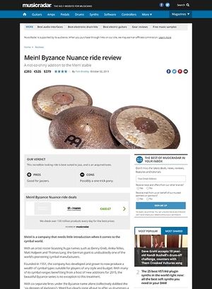 MusicRadar.com Meinl Byzance Nuance ride MusicRadar.com Meinl Byzance Nuance ride