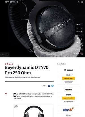 Kopfhoerer.de Beyerdynamic DT-770 Pro 250 Ohm Kopfhoerer.de Beyerdynamic DT-770 Pro 250 Ohm