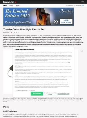 Bonedo.de Traveler Guitars Ultra Light Electric Bonedo.de Traveler Guitars Ultra Light Electric