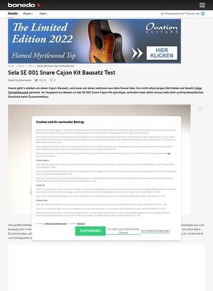 Bonedo.de Sela SE001 Snare Cajon Kit Bausatz Bonedo.de Sela SE001 Snare Cajon Kit Bausatz