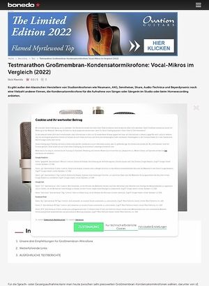 Bonedo.de Testmarathon Gro&szlig;membran-Kondensatormikrofone: Vocal-Mikros im Vergleich
