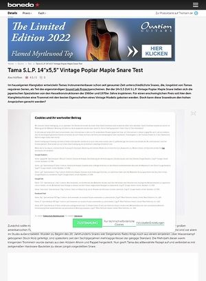 Bonedo.de Tama S.L.P. 14x5,5 Vintage Poplar Maple Snare Test Bonedo.de Tama S.L.P. 14x5,5 Vintage Poplar Maple Snare Test