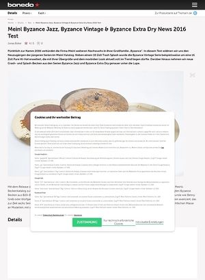 Bonedo.de Meinl Byzance Jazz, Byzance Vintage & Byzance Extra Dry News 2016 Test Bonedo.de Meinl Byzance Jazz, Byzance Vintage & Byzance Extra Dry News 2016 Test