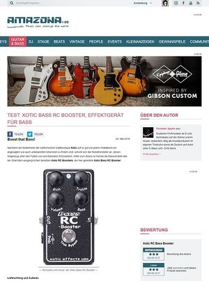 Amazona.de Test: Xotic Bass RC Booster, Effektgerät für Bass Amazona.de Test: Xotic Bass RC Booster, Effektgerät für Bass