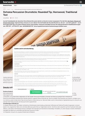Bonedo.de Rohema Percussion Drumsticks: Rounded Tip, Hornwood, Traditional Bonedo.de Rohema Percussion Drumsticks: Rounded Tip, Hornwood, Traditional