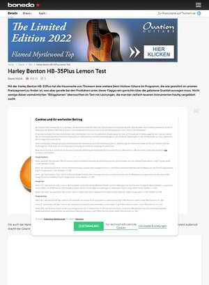 Bonedo.de Harley Benton HB-35Plus Lemon Bonedo.de Harley Benton HB-35Plus Lemon