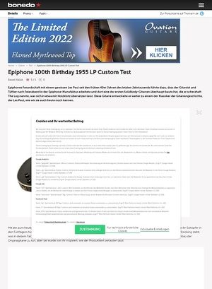 Bonedo.de Epiphone 100th Birthday 1955 LP Custom Bonedo.de Epiphone 100th Birthday 1955 LP Custom