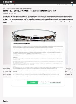 Bonedo.de Tama S.L.P. 14x5,5 Vintage Hammered Steel Snare Bonedo.de Tama S.L.P. 14x5,5 Vintage Hammered Steel Snare