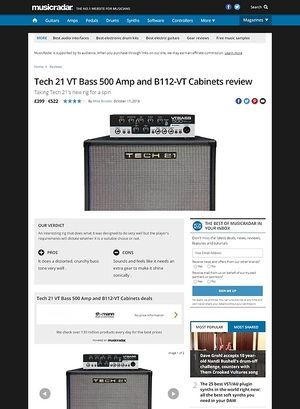 MusicRadar.com Tech 21 VT Bass 500 Amp and B112-VT Cabinets MusicRadar.com Tech 21 VT Bass 500 Amp and B112-VT Cabinets