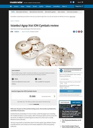 MusicRadar.com Istanbul Agop Xist ION Cymbals MusicRadar.com Istanbul Agop Xist ION Cymbals