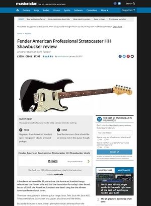 MusicRadar.com Fender American Professional Stratocaster HH Shawbucker MusicRadar.com Fender American Professional Stratocaster HH Shawbucker