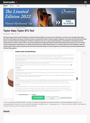 Bonedo.de Taylor Baby Taylor BT1 Bonedo.de Taylor Baby Taylor BT1