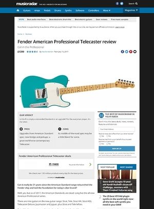 MusicRadar.com Fender American Professional Telecaster MusicRadar.com Fender American Professional Telecaster