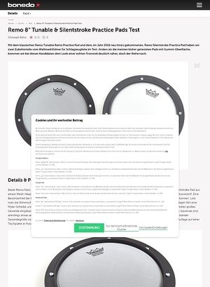Bonedo.de Remo 8 Tunable & Silentstroke Practice Pads Bonedo.de Remo 8 Tunable & Silentstroke Practice Pads