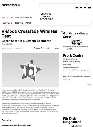 Bonedo.de V-Moda Crossfade Wireless Bonedo.de V-Moda Crossfade Wireless
