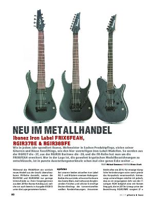 Gitarre & Bass Ibanez Iron Label FRIX6FEAH, RGIR37BE & RGIR38BFE Gitarre & Bass Ibanez Iron Label FRIX6FEAH, RGIR37BE & RGIR38BFE