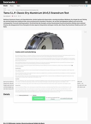 Bonedo.de Tama S.L.P. Classic Dry Aluminium 14x5,5 Snaredrum Bonedo.de Tama S.L.P. Classic Dry Aluminium 14x5,5 Snaredrum